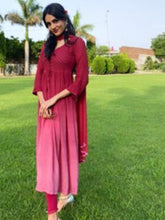 Muse Red Ombré Chikankari Kurta